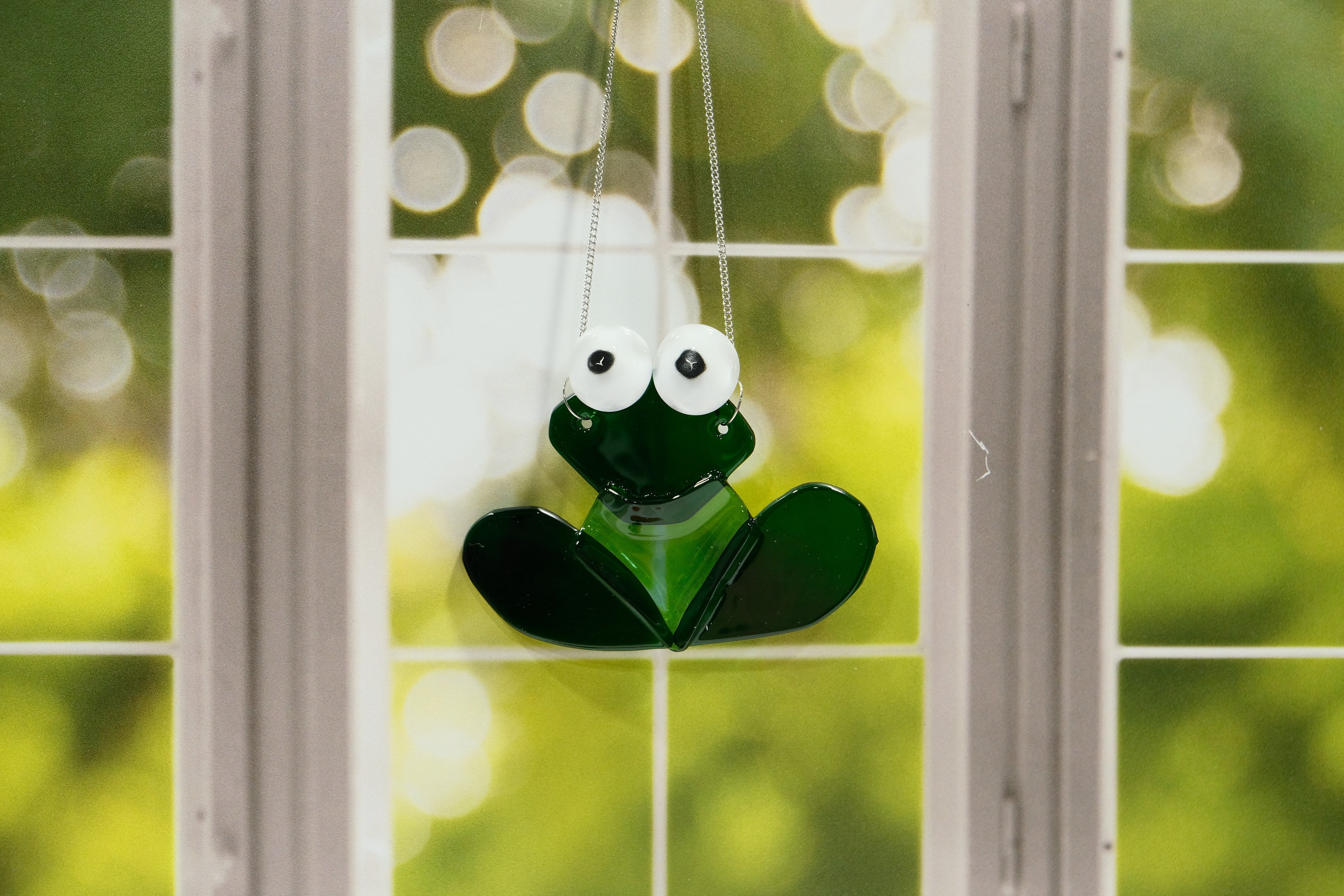Whimsical Green Frog Fused Glass Suncatcher - Garden Decor - 4.5 x 3.5 Inches seedsglassworks, seeds glassworks