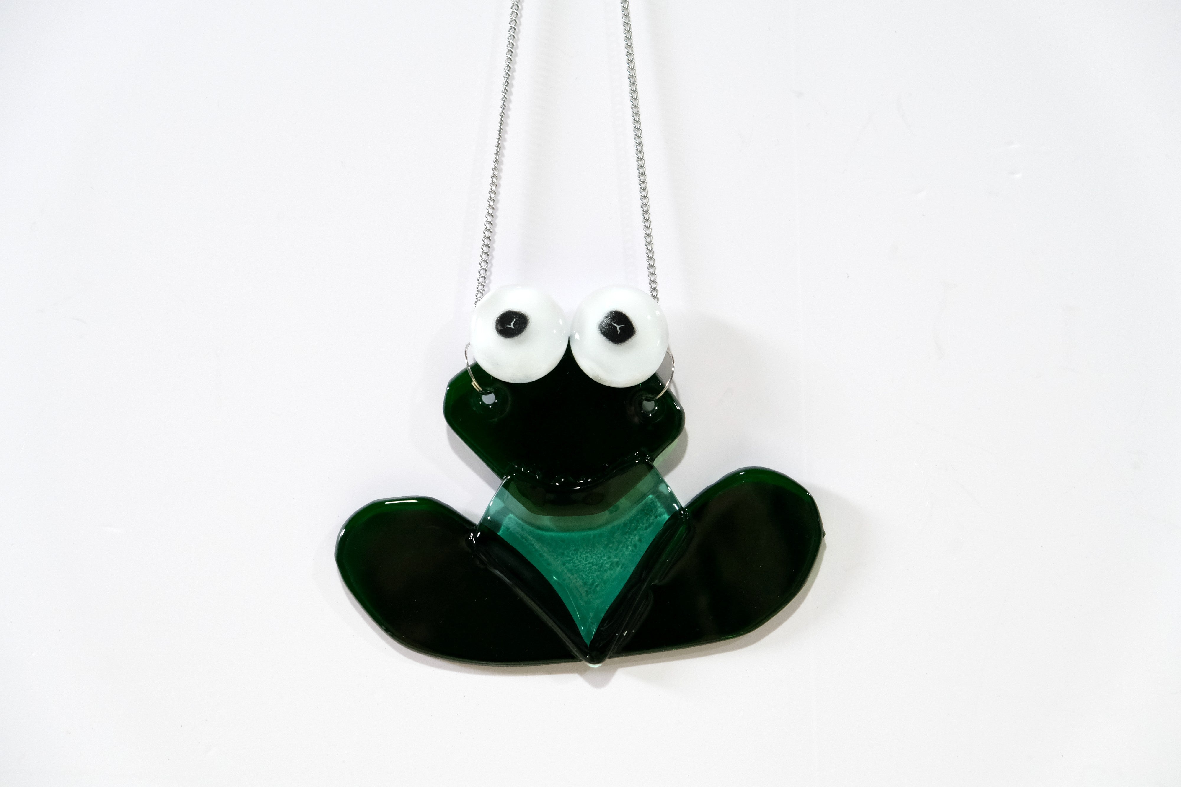 Whimsical Green Frog Fused Glass Suncatcher - Garden Decor - 4.5 x 3.5 Inches seedsglassworks, seeds glassworks