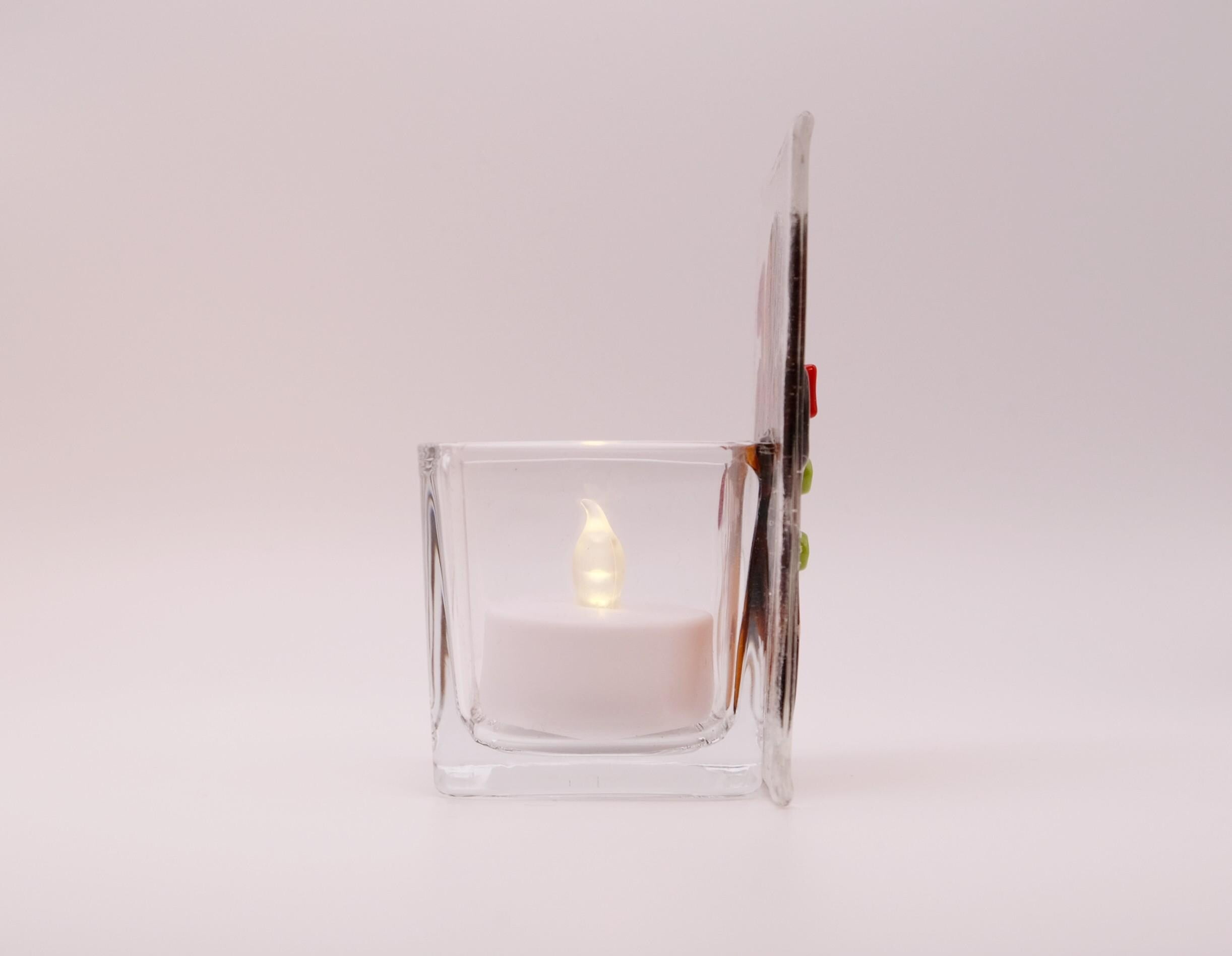 Gingerbread man fused glass tea light candle holder