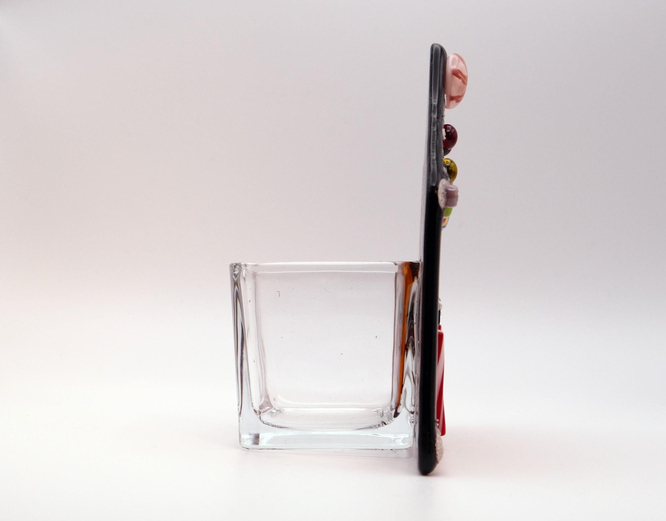 Gingerbread House fused glass tea light candle holder