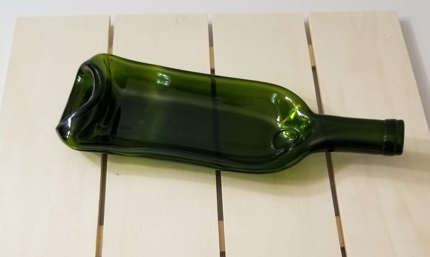 Green Slumped wine bottle bowl shaped