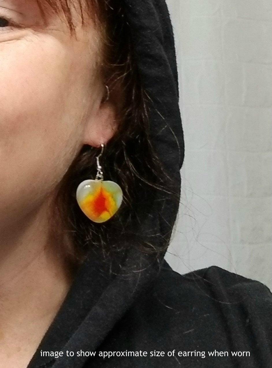 heart shaped tie dye look pierced earrings Heart shaped Tie Dye look pierced earrings-fused glass Seeds Glassworks
