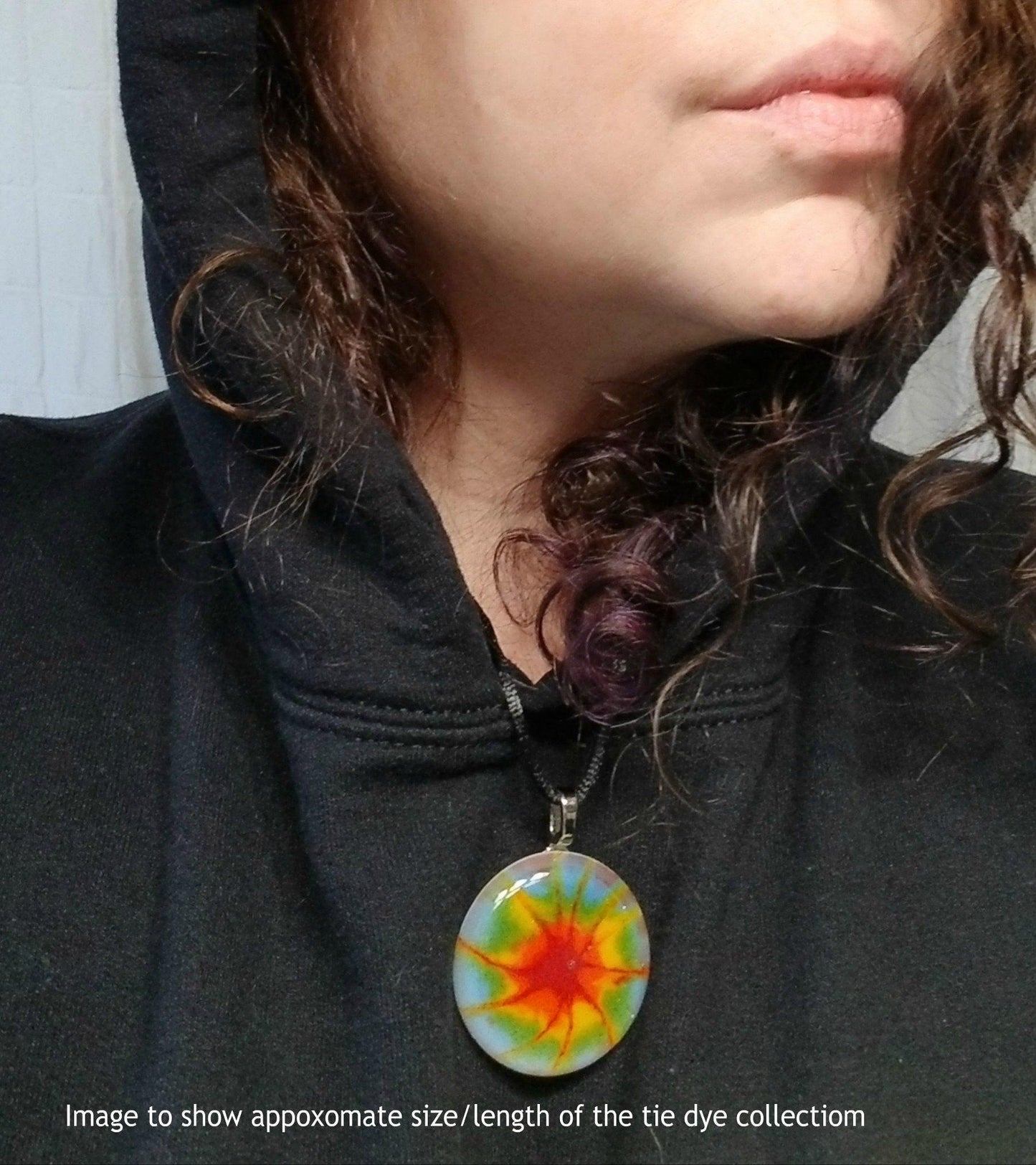 Tie Dye look Butterfly fused glass necklace rainbow color Seeds Glassworks