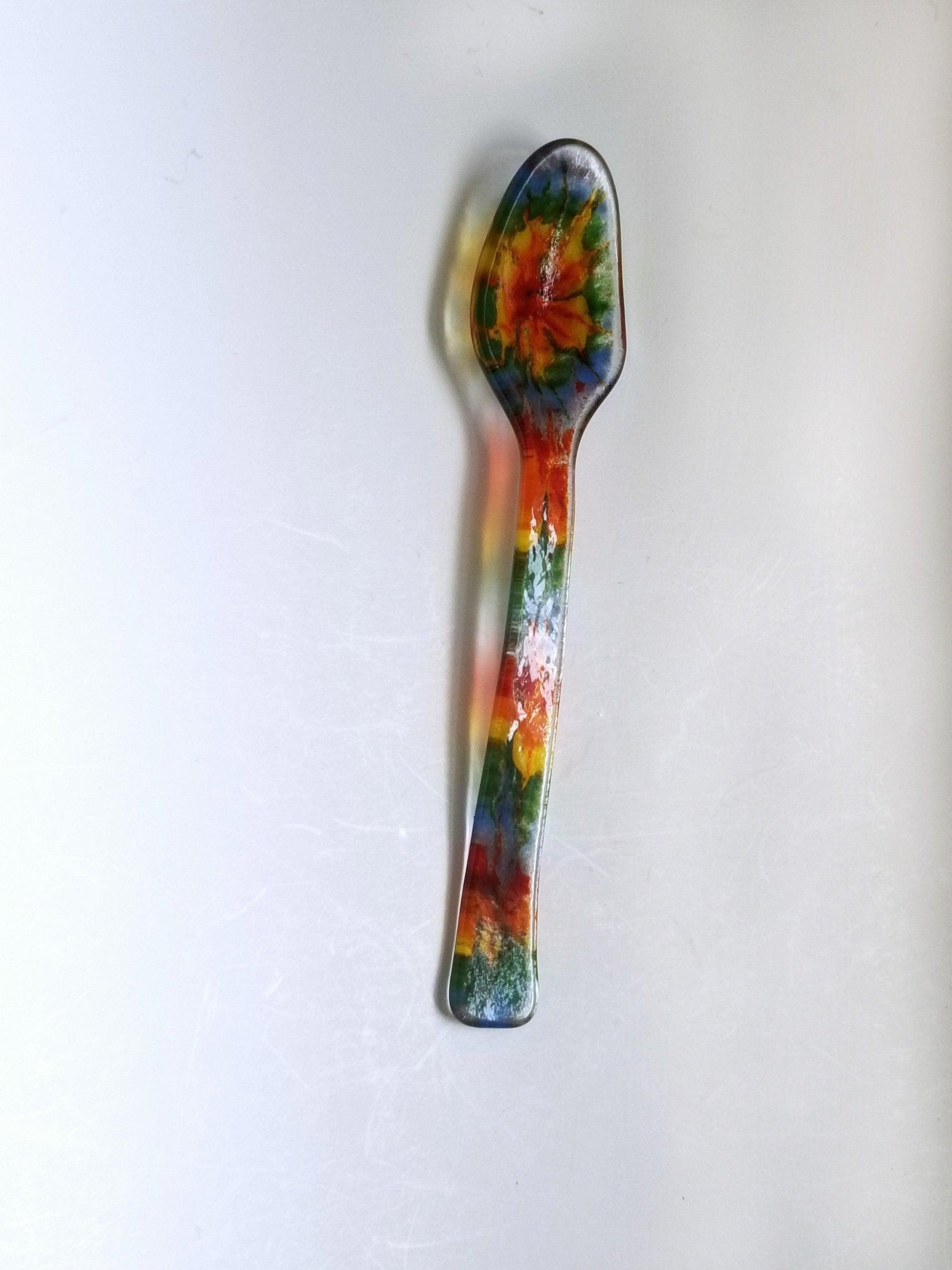 Tie Dyed look teaspoon fused glass seedsglassworks seeds glassworks