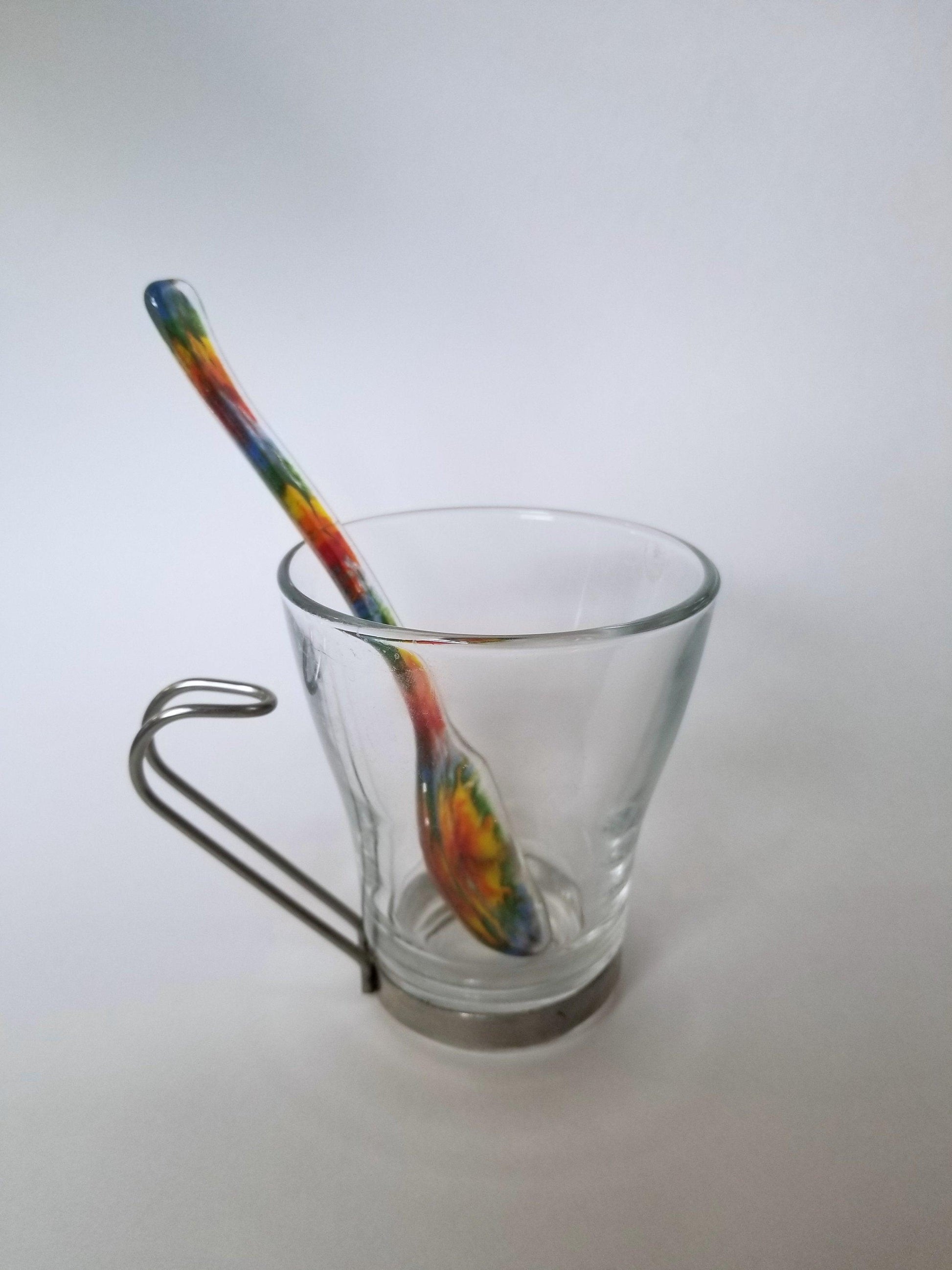 Tie Dyed look teaspoon fused glass seedsglassworks seeds glassworks